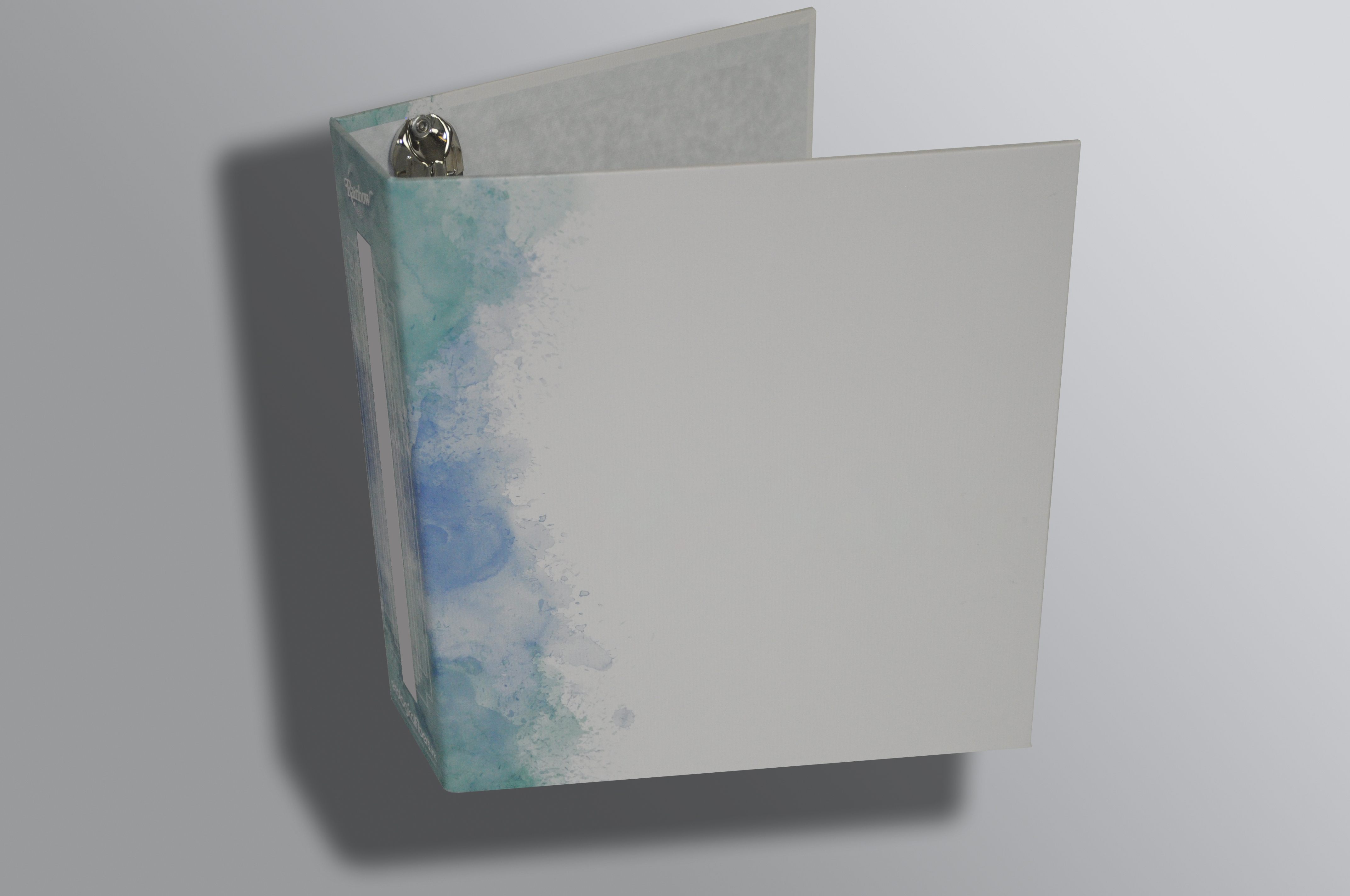 White 3 ring Fabric Sample Binders with blue and green watercolor design