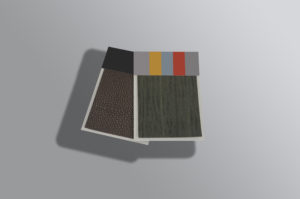 Two fabric sample cards from VIP Samples, showcasing different textile pattern, material, and texture options.