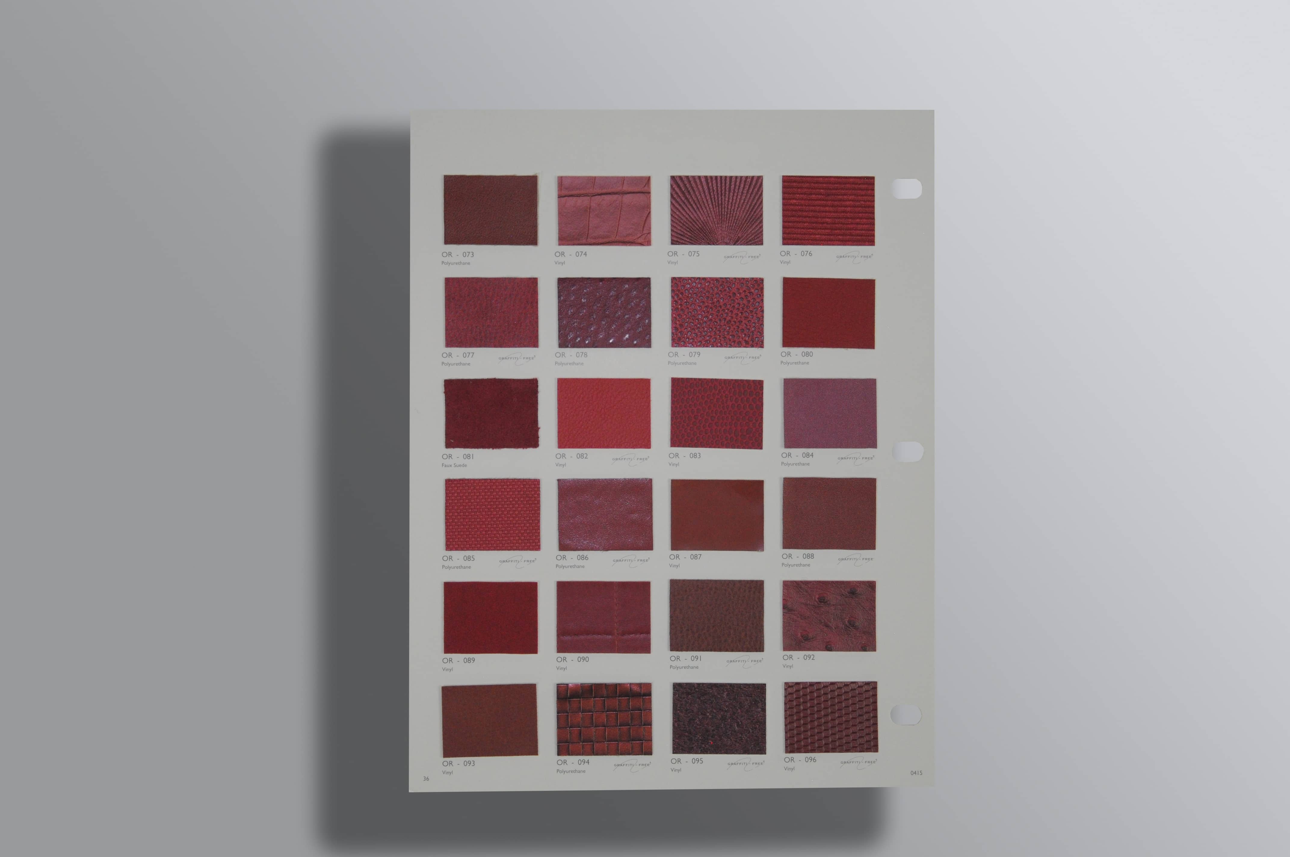 Red color textured swatch card windows
